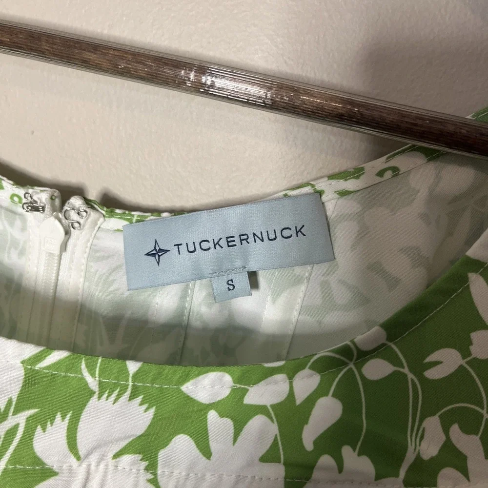 Tuckernuck Women's Nealy Corset Top Green Garden Floral Puff Sleeve Blouse Small